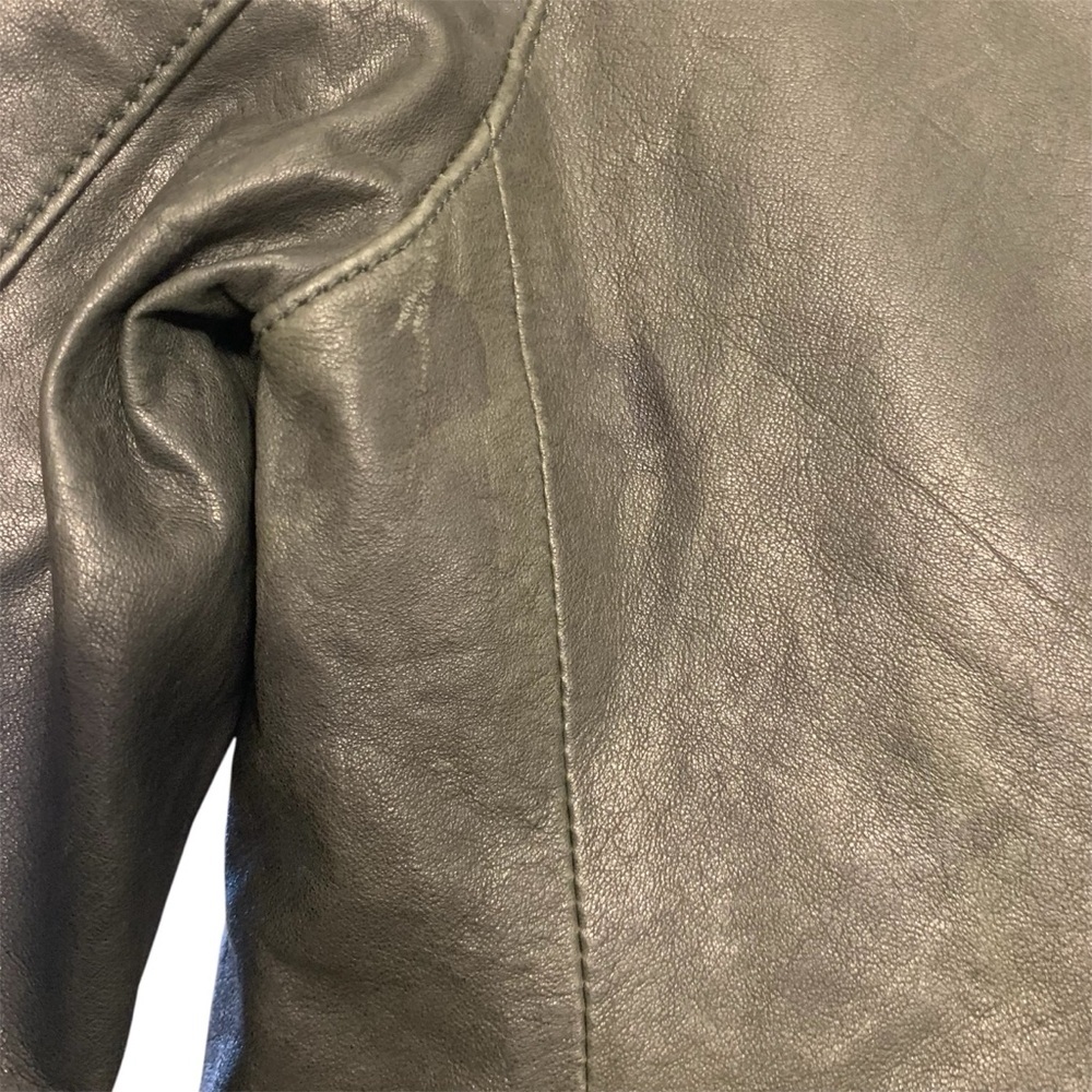 Club Monaco Dark Green Lamb Leather Moto Biker Jacket Size Small - Picture 12 of 16